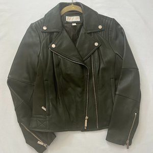 Price drop! Michael Kors Green Leather Moto Jacket - M